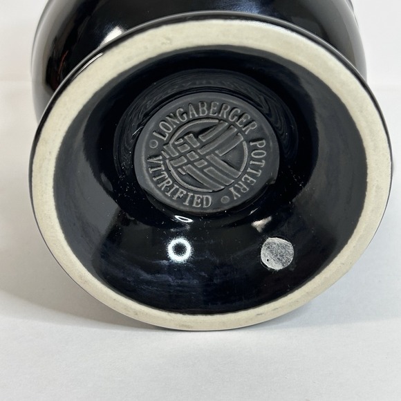 Longaberger Woven Traditions Black Pedestal Mug USA Vitrified Pottery 12oz - Picture 3 of 5